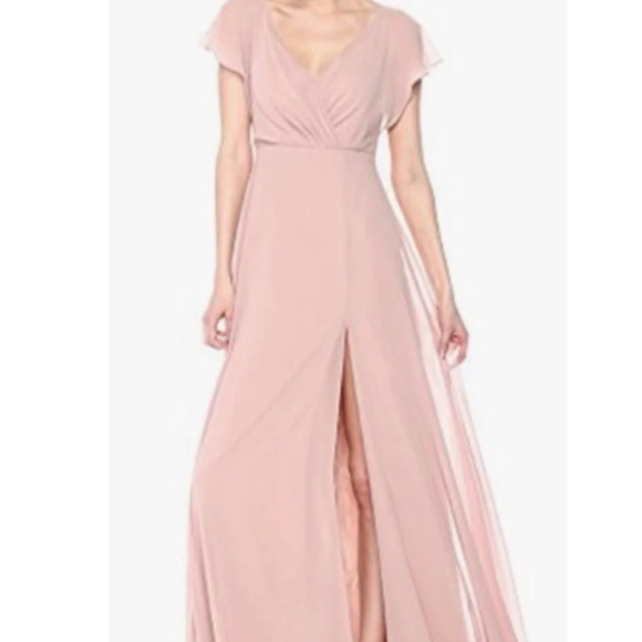 Jenny Yoo Alanna Chiffon Whipped Apricot Bridesmaid Dress - Picture 1 of 10